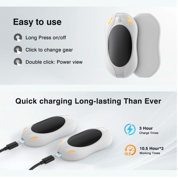 4000mAh Electric Hand Warmers Portable Reusable Magnetic [2 Pack - White] NWT - Picture 6 of 9